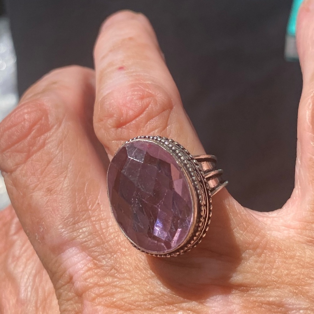Pink Kuzinite & Sterling Silver Handcrafted Ring Size 7 1/2 - Picture 5 of 6